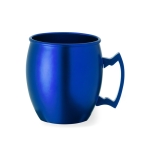 Mug d´entreprise en aluminium avec poignée géométrique de 540 ml couleur bleu première vue