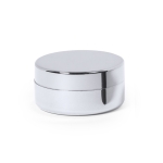 Baume à lèvres dans un pot avec couvercle et parfum vanille SPF15 couleur argenté première vue