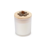 Bougie parfumée de Noël avec flocon de neige sur le couvercle couleur blanc première vue