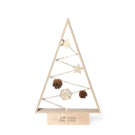 Sapin de Noël personnalisé en bois naturel avec tresse lumineuse LED vue principale