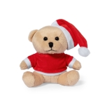 Ours en peluche avec bonnet de Père Noël et chemise personnalisable couleur marron première vue