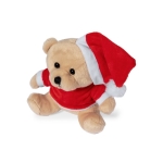 Ours en peluche avec bonnet de Père Noël et chemise personnalisable couleur marron quatrième vue