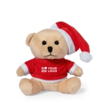 Ours en peluche avec bonnet de Père Noël et chemise personnalisable vue principale