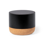 Enceinte en aluminium recyclé avec base en liège et puissance de 3W couleur noir première vue