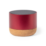 Enceinte en aluminium recyclé avec base en liège et puissance de 3W couleur rouge première vue