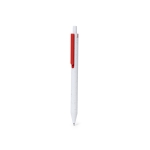 Stylo en plastique recyclé, bouton-poussoir de couleur et encre bleue couleur rouge première vue