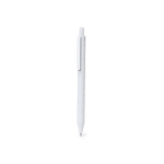 Stylo en plastique recyclé, bouton-poussoir de couleur et encre bleue couleur blanc première vue