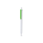 Stylo en plastique recyclé, bouton-poussoir de couleur et encre bleue couleur vert première vue