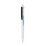 Stylo en plastique recyclé, bouton-poussoir de couleur et encre bleue vue principale