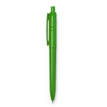 Stylo en plastique recyclé avec bouton-poussoir et encre bleue. couleur vert première vue