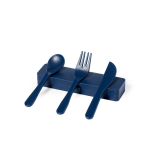 Lot de 3 couverts réutilisables dans une boîte colorée Takeaway couleur bleu marine première vue