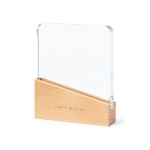 Plaque de verre, base en bois dans un étui avec fermeture magnétique couleur transparent première vue