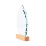 Plaque de verre de forme géométrique avec une base en bois naturel couleur transparent deuxième vue