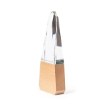 Plaque de trophée en verre épais sur une base en bois couleur transparent deuxième vue