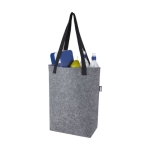 Sac à provisions personnalisé en feutre recyclé avec fond large couleur gris deuxième vue