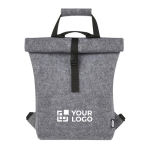 Sac à dos enroulable en feutre recyclé avec diverses sangles avec zone d'impression