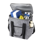 Sac isotherme en feutre recyclé GRS avec poches extérieures couleur gris deuxième vue