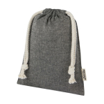 Sac petit format en coton recyclé GRS avec cordon de serrage 150 g/m² couleur noir