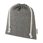 Sac format moyen en coton recyclé GRS avec cordon de serrage 150 g/m² couleur noir