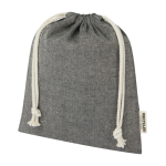 Sac format moyen en coton recyclé GRS avec cordon de serrage 150 g/m² couleur noir