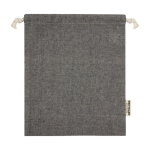 Sac format moyen en coton recyclé GRS avec cordon de serrage 150 g/m² couleur noir deuxième vue arrière