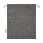Sac format moyen en coton recyclé GRS avec cordon de serrage 150 g/m² couleur noir troisième vue frontale