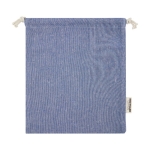 Sac format moyen en coton recyclé GRS avec cordon de serrage 150 g/m² couleur bleu deuxième vue arrière