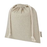 Sac format moyen en coton recyclé GRS avec cordon de serrage 150 g/m² couleur naturel