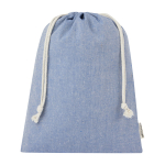 Sac grand format en coton recyclé GRS avec cordon de serrage 150 g/m² couleur bleu deuxième vue frontale