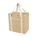 Grand sac à provisions isotherme en jute avec poche frontale 300 g/m² couleur naturel