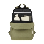 Sac à dos antivol pour PC 15,6” en matière recyclée avec poches couleur vert deuxième vue