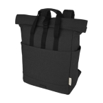 Sac à dos en coton recyclé pour PC 15” à rabat enroulable couleur noir