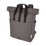 Sac à dos en coton recyclé pour PC 15” à rabat enroulable couleur gris