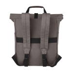 Sac à dos en coton recyclé pour PC 15” à rabat enroulable couleur gris deuxième vue arrière