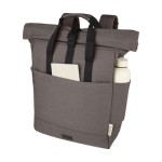 Sac à dos en coton recyclé pour PC 15” à rabat enroulable couleur gris deuxième vue