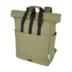 Sac à dos en coton recyclé pour PC 15” à rabat enroulable couleur vert