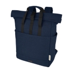 Sac à dos en coton recyclé pour PC 15” à rabat enroulable couleur bleu marine