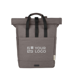 Sac à dos en coton recyclé pour PC 15” à rabat enroulable avec zone d'impression
