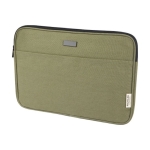Pochette pour PC 14´´ en coton recyclé GRS avec plaque métallique mate couleur vert