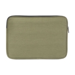Pochette pour PC 14´´ en coton recyclé GRS avec plaque métallique mate couleur vert deuxième vue arrière