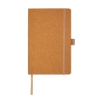 Carnet en cuir recyclé avec porte-stylo A5 pages lignées couleur naturel deuxième vue frontale
