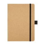 Carnet en papier recyclé avec porte-stylo A5 pages lignées couleur noir deuxième vue frontale