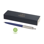 Stylo recyclé élégant avec recharge d´encre bleue Parker Jotter couleur bleu marine