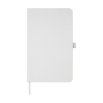 Carnet A5 écolo issu de déchets à couverture rigide et pages lignées couleur blanc deuxième vue frontale