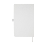Carnet A5 écolo issu de déchets à couverture rigide et pages lignées couleur blanc deuxième vue arrière