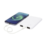 Batterie externe fine et légère avec 2 sorties de charge 4 000 mAh couleur blanc deuxième vue