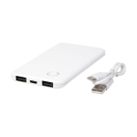 Batterie externe fine et légère avec 2 sorties de charge 4 000 mAh couleur blanc troisième vue