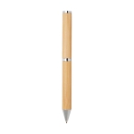 Parure stylo et roller en bambou avec détails cuivrés à encre noire couleur naturel deuxième vue arrière