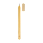 Stylo personnalisé en bambou avec capuchon et écriture infinie couleur naturel deuxième vue frontale