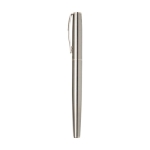 Parure stylo bille et roller en acier inoxydable recyclé à encre noire couleur argenté deuxième vue latérale